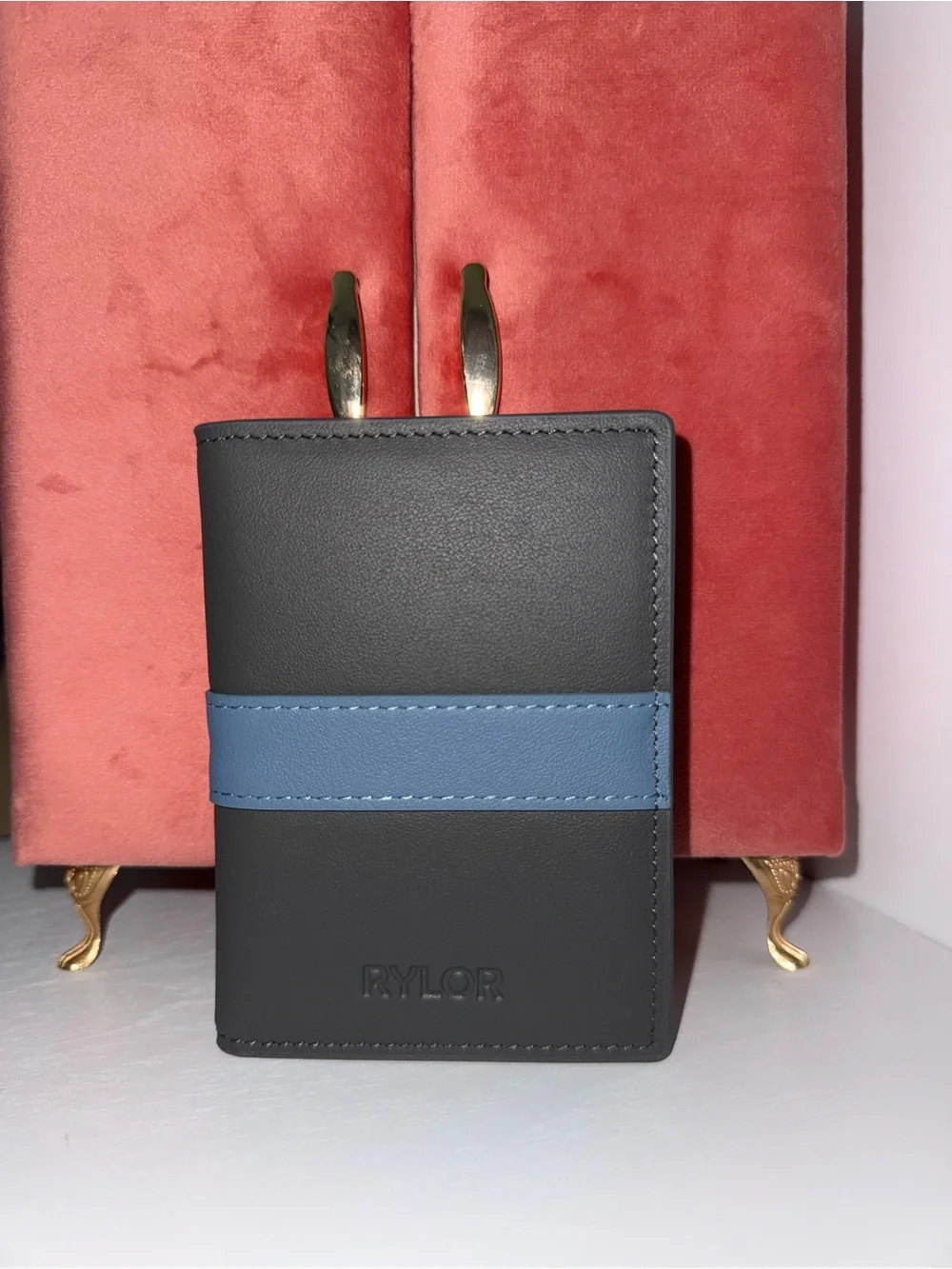 Rylor Men's Black Wallet with Blue Accent
